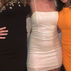 White sequin mini bodycon dress